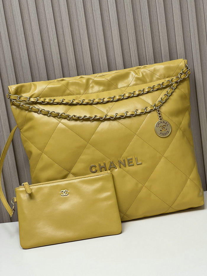 Chanel Shiny Calfskin Handbag Yellow AS3261