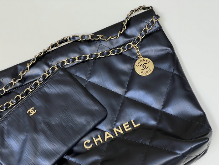 Chanel Shiny Calfskin Small Handbag Black AS3260