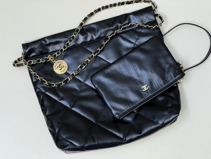 Chanel Shiny Calfskin Small Handbag Black AS3260