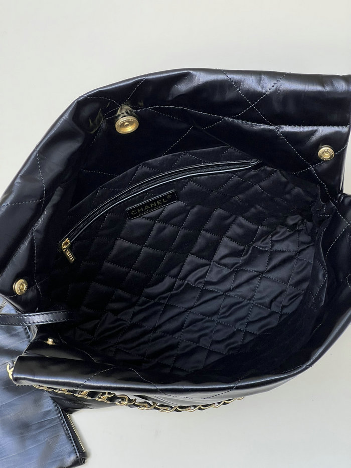 Chanel Shiny Calfskin Small Handbag Black AS3260