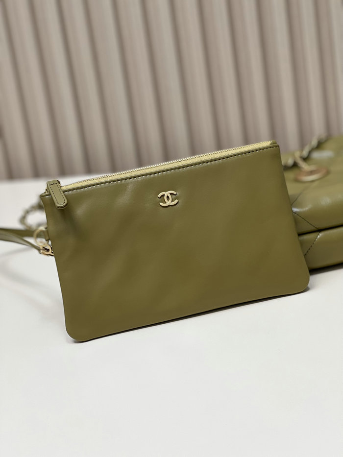 Chanel Shiny Calfskin Small Handbag Green AS3260