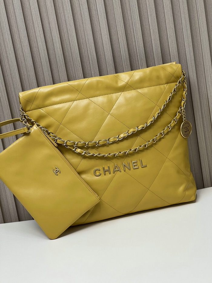 Chanel Shiny Calfskin Small Handbag Yellow AS3260