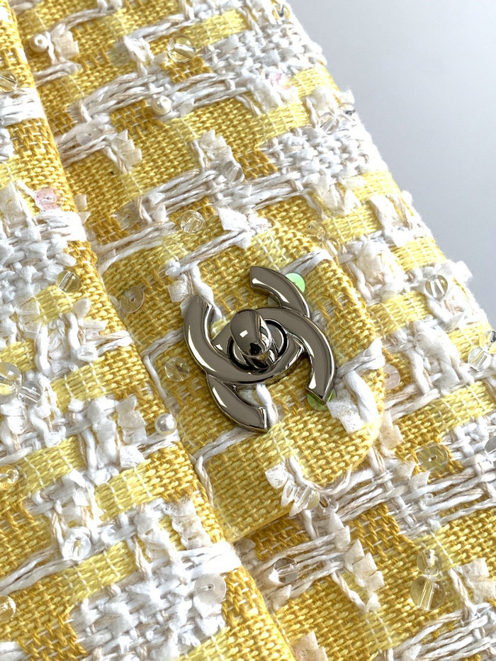 Chanel Tweed Medium Flap Bag Yellow CF1112