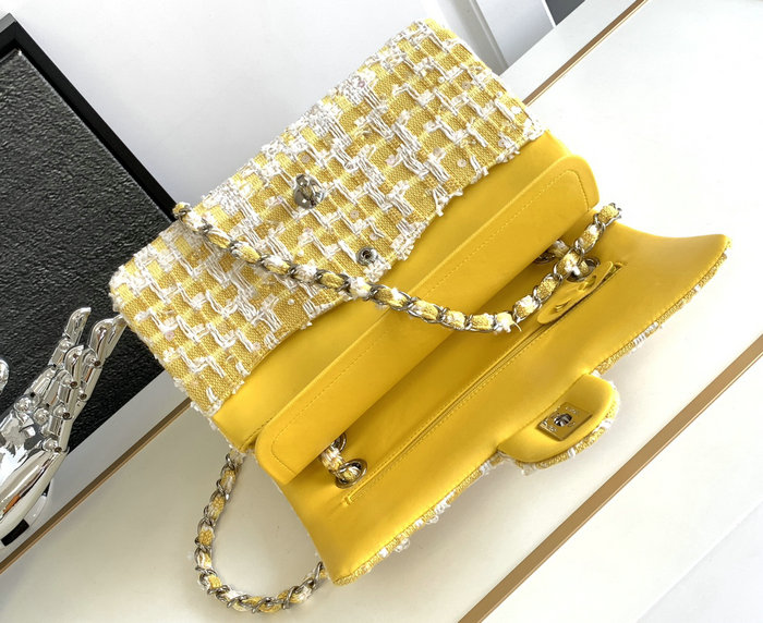 Chanel Tweed Medium Flap Bag Yellow CF1112