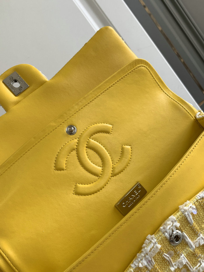 Chanel Tweed Medium Flap Bag Yellow CF1112