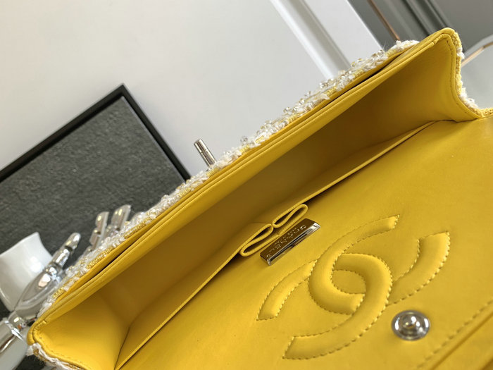 Chanel Tweed Medium Flap Bag Yellow CF1112