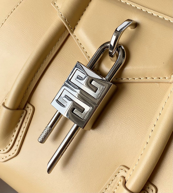 Givenchy Mini Antigona Lock Leather Satchel Beige G199115