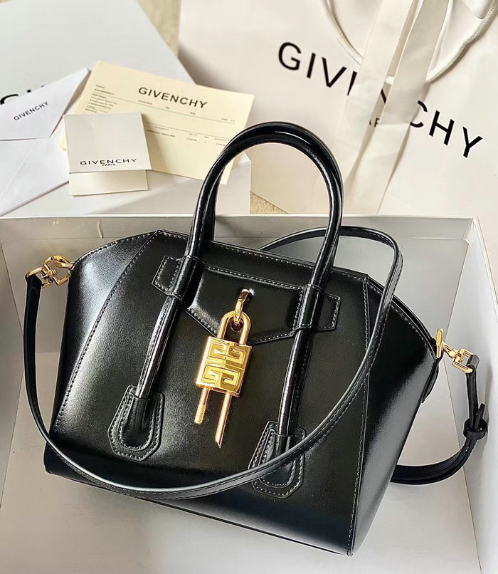 Givenchy Mini Antigona Lock Leather Satchel Black G199115