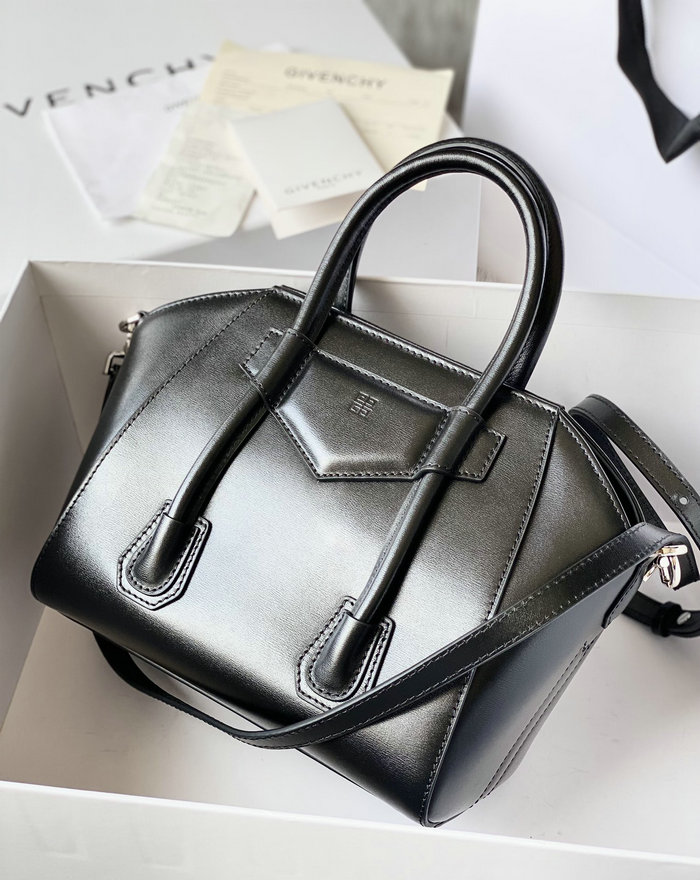 Givenchy Mini Antigona Lock Leather Satchel Black with Silver G199115