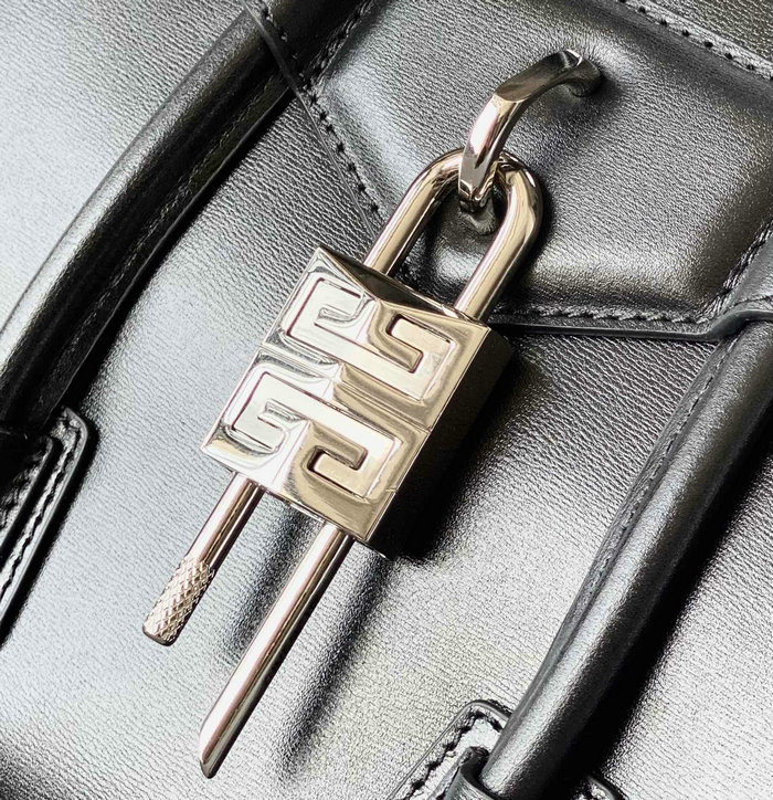 Givenchy Mini Antigona Lock Leather Satchel Black with Silver G199115