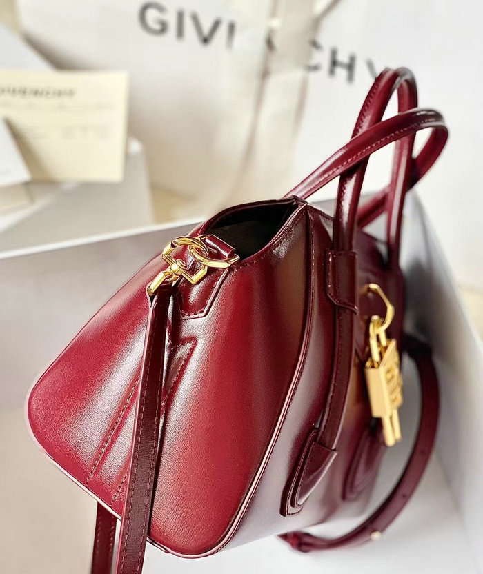 Givenchy Mini Antigona Lock Leather Satchel Burgundy G199115