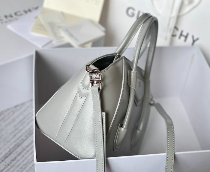 Givenchy Mini Antigona Lock Leather Satchel Grey G199115