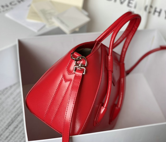 Givenchy Mini Antigona Lock Leather Satchel Red G199115