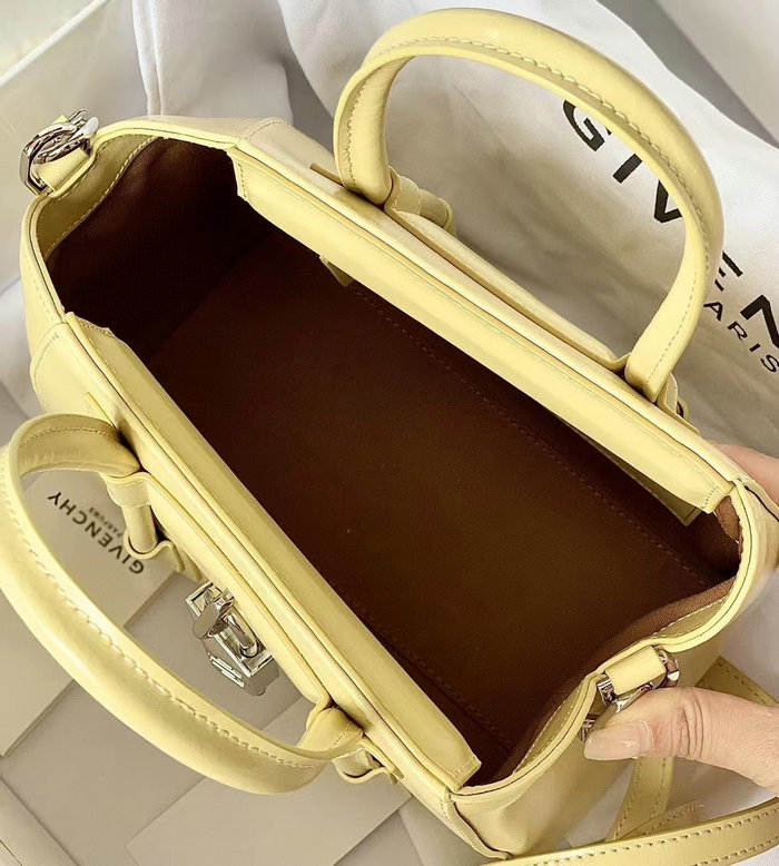 Givenchy Mini Antigona Lock Leather Satchel Yellow G199115