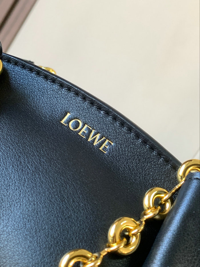 Loewe Paseo Small Leather Chain Shoulder Bag Black L9022