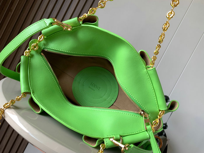 Loewe Paseo Small Leather Chain Shoulder Bag Green L9022