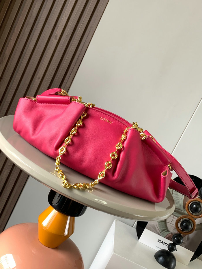 Loewe Paseo Small Leather Chain Shoulder Bag Rose L9022