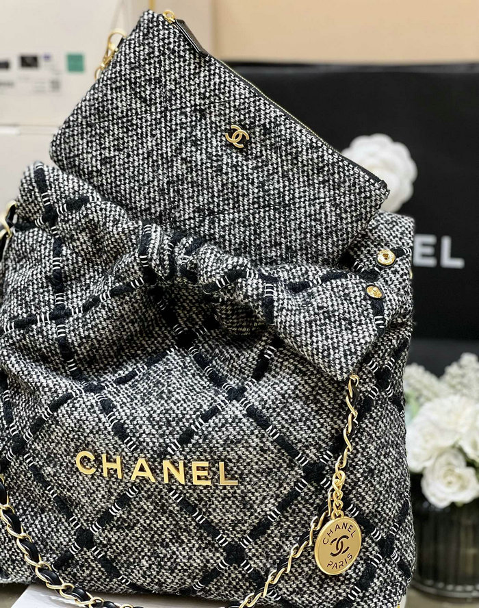 Chanle Tweed Medium 22 Bag Grey AS3261