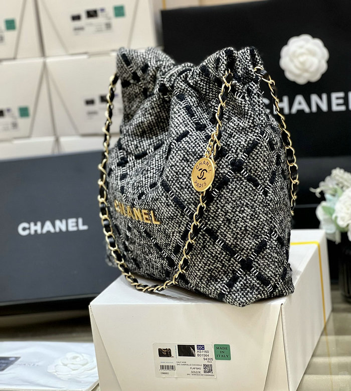 Chanle Tweed Medium 22 Bag Grey AS3261