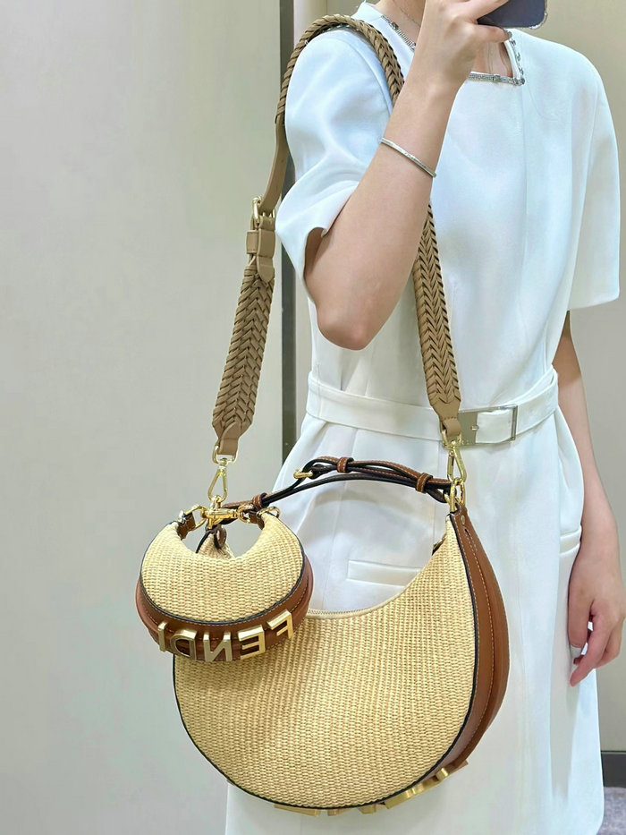 Fendi Fendigraphy Small Raffia Bag Beige F80145