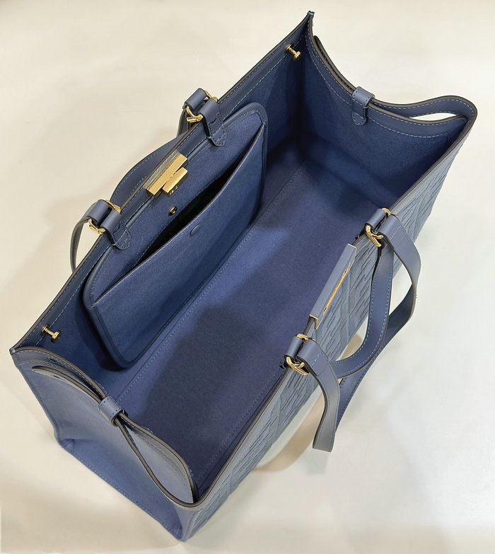 Fendi Medium Canvas X-Tote Blue F8625A