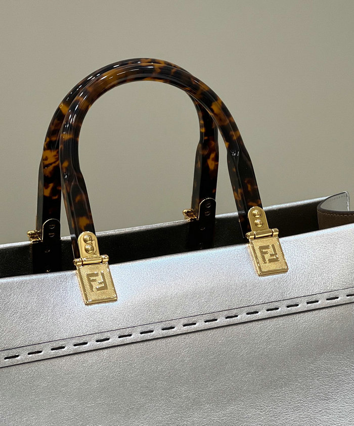 Fendi Medium Sunshine Tote Silver F8266