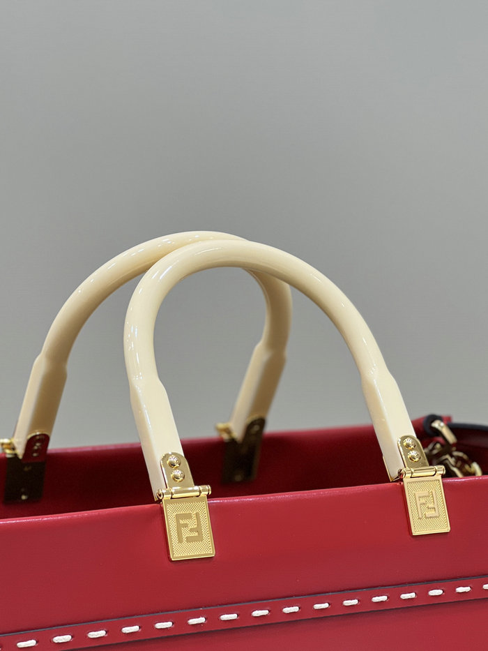 Fendi Sunshine Medium Leather Shopper Red F8395