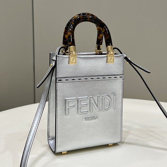 Fendi Sunshine Mini Tote Bag Silver F8376