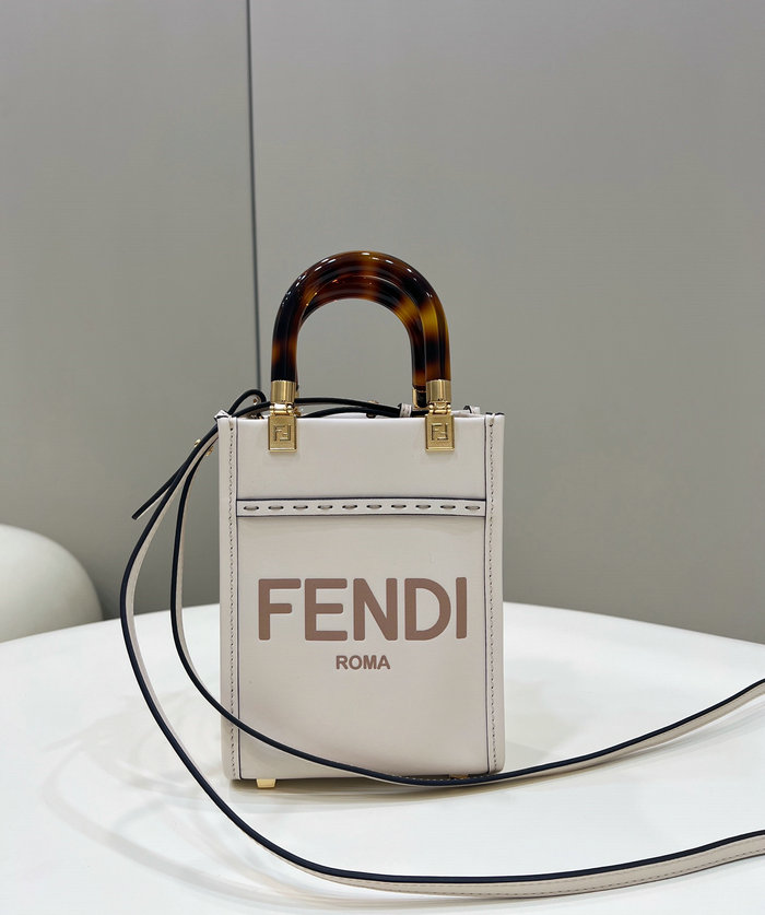 Fendi Sunshine Mini Tote Bag White F8376