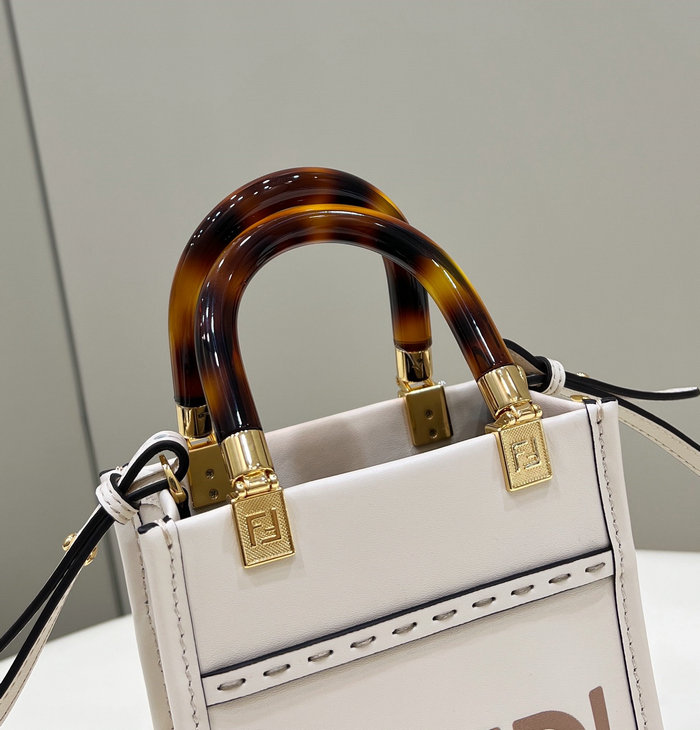 Fendi Sunshine Mini Tote Bag White F8376