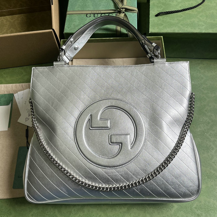 Gucci Blondie Medium Tote Bag Silver 751516