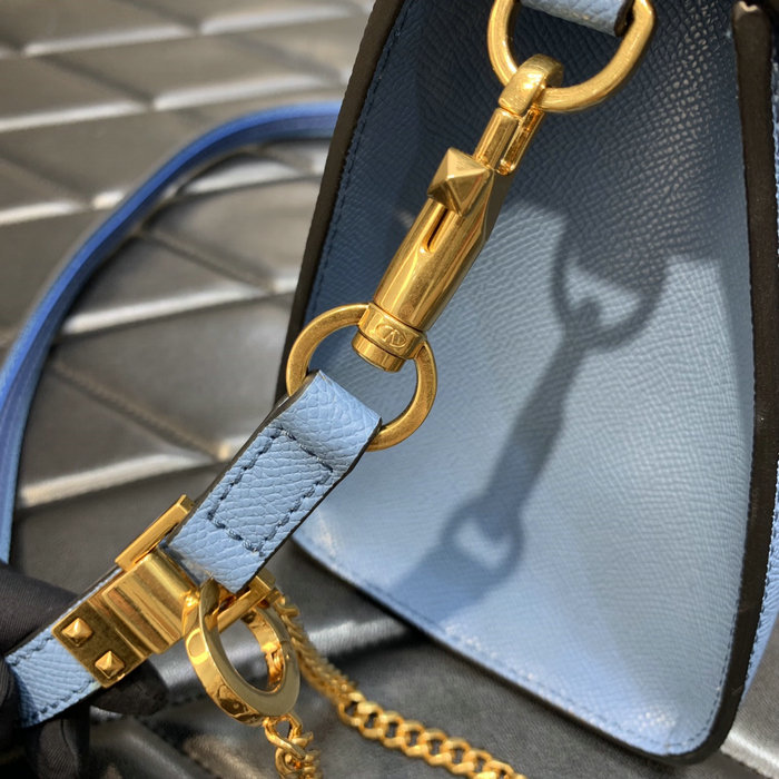 Small Vsling Grainy Calfskin Handbag Blue V2727