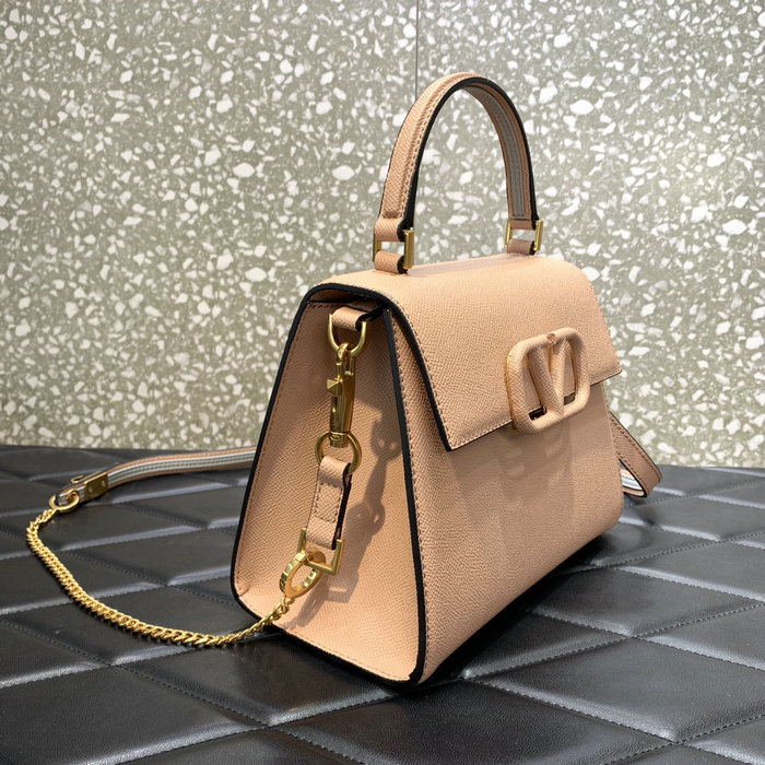 Small Vsling Grainy Calfskin Handbag Pink V2727