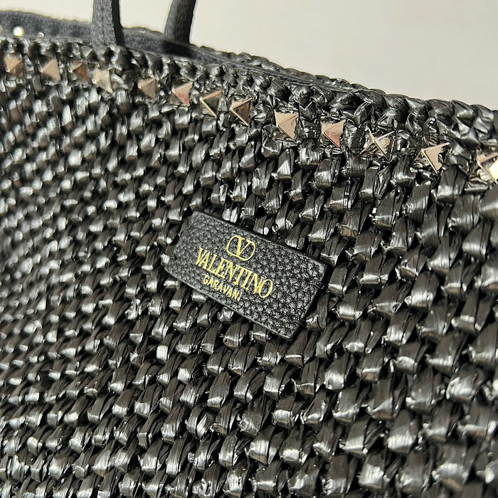 Valentino Garavani Raffia Tote Bag Black V22017