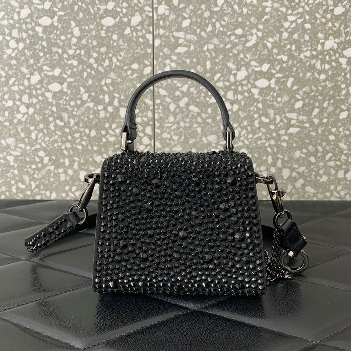 Valentino Micro VSling Handbag with Rhinestones Black V0087