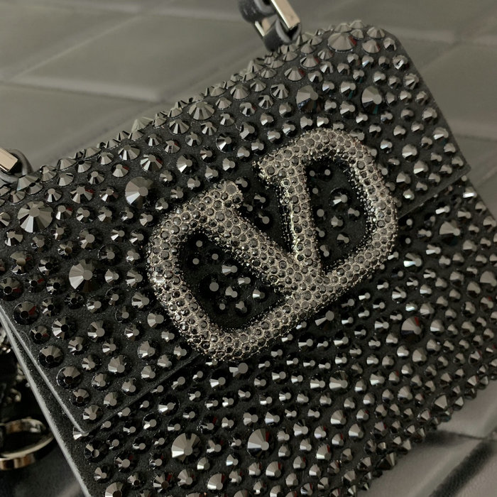 Valentino Micro VSling Handbag with Rhinestones Black V0087