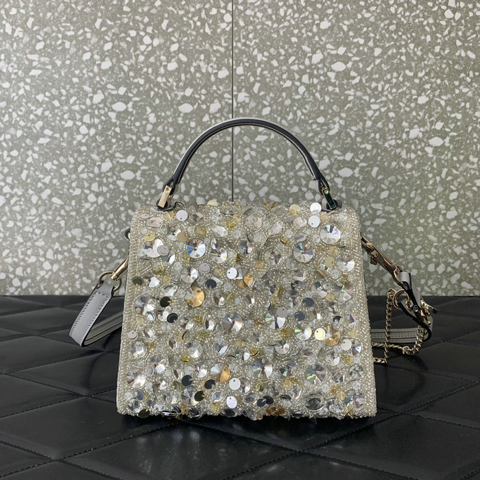 Valentino Mini VSling Handbag With 3D Embroidery Grey V0068