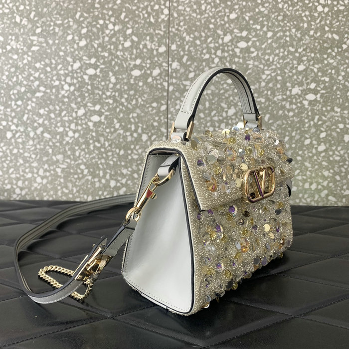 Valentino Mini VSling Handbag With 3D Embroidery Grey V0068