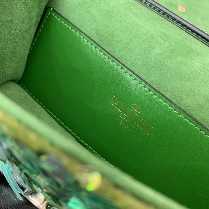 Valentino Small Loco Shoulder Bag With 3D Embroidery Light Green V5038