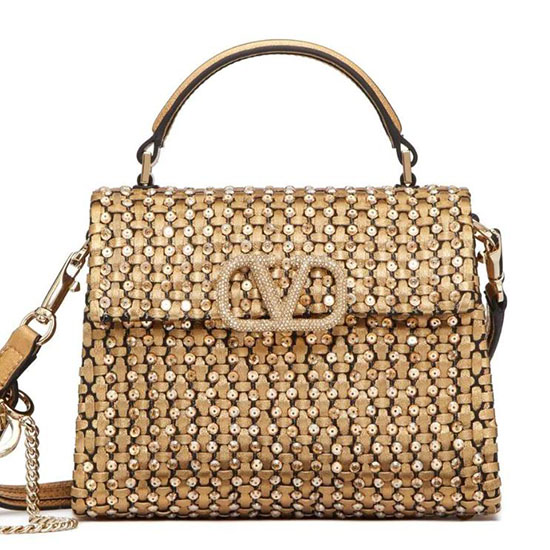 Valentino Small Vsling Handbag Gold V0066