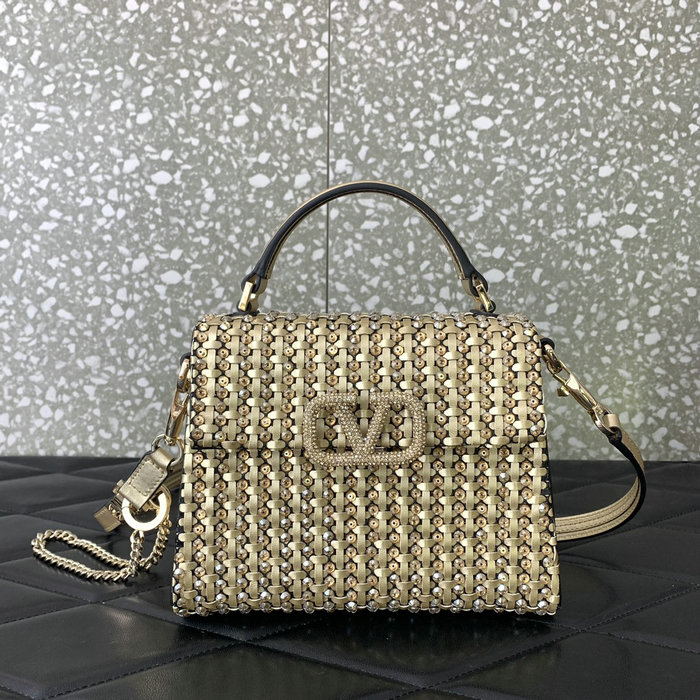 Valentino Small Vsling Handbag Light Gold V0066