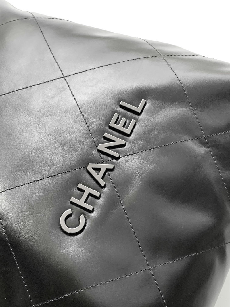 Chanel 22 Shiny Calfskin Backpack Black AS3859