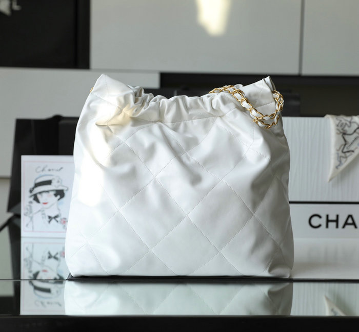 Chanel 22 Shiny Calfskin Handbag White AS3261