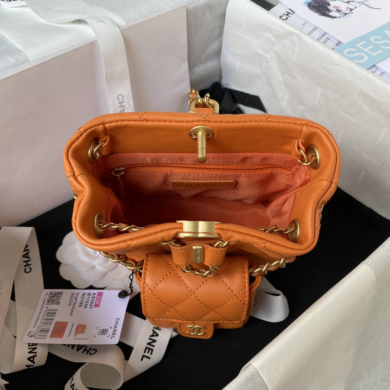 Chanel Calfskin Small Backpack Orange AS3947