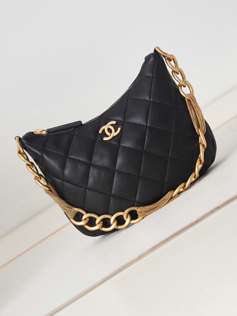 Chanel Hobo Handbag Black AS4220