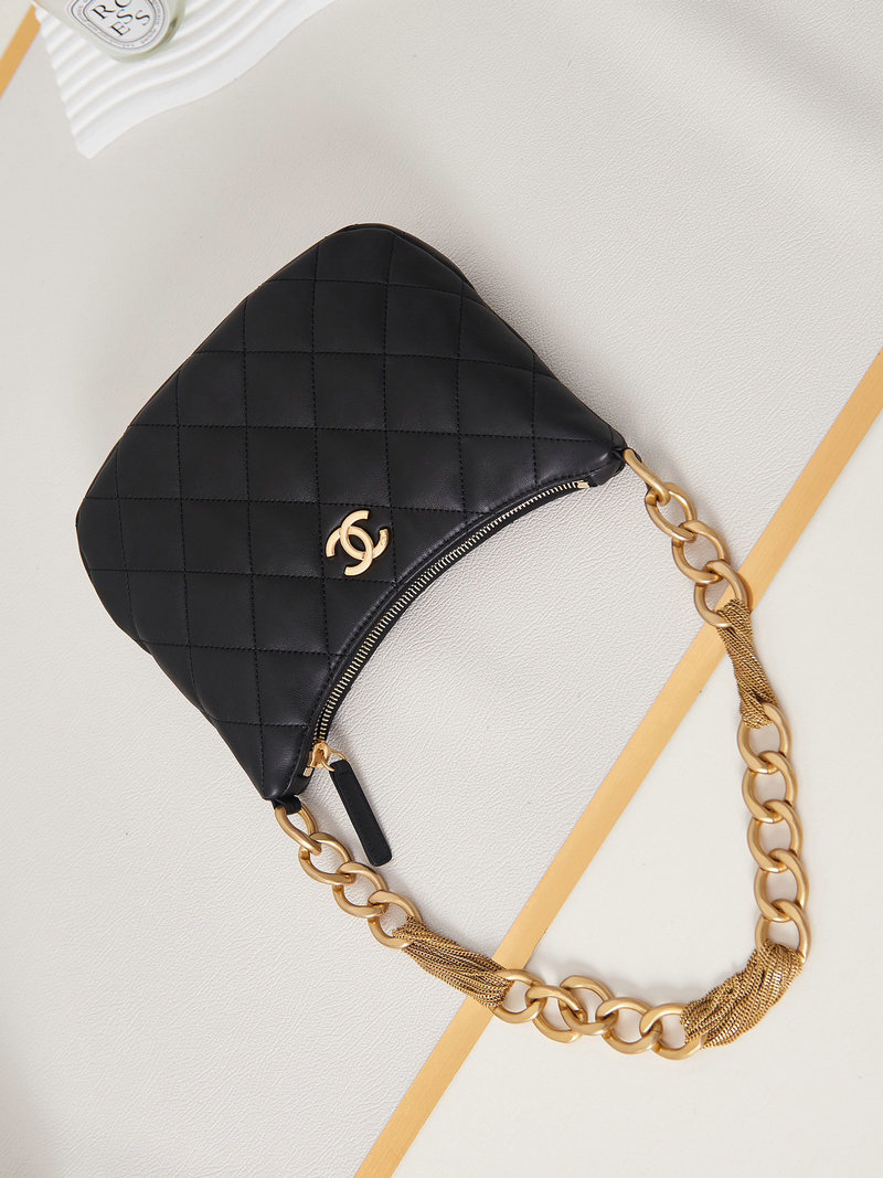 Chanel Hobo Handbag Black AS4220