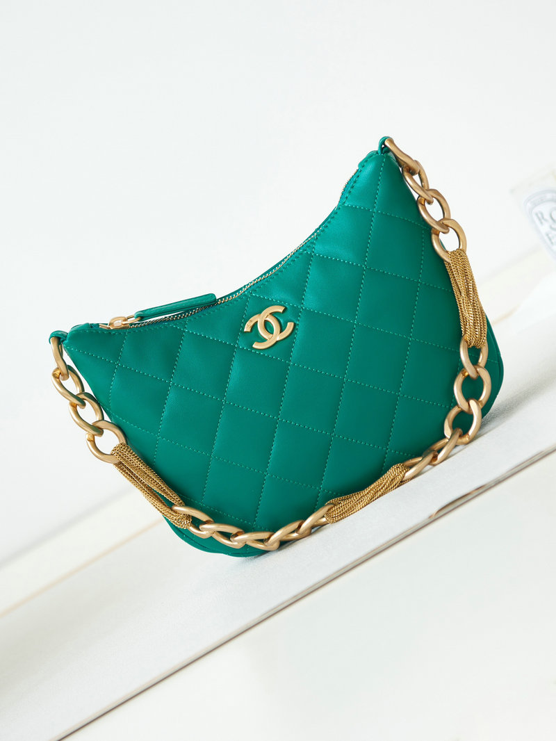 Chanel Hobo Handbag Green AS4220