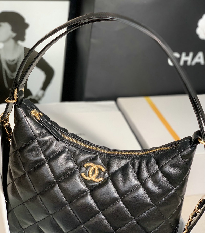 Chanel Lambskin Hobo Bag Black AS2230