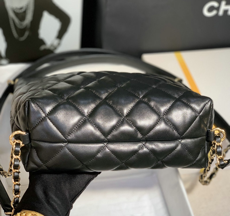 Chanel Lambskin Hobo Bag Black AS2230