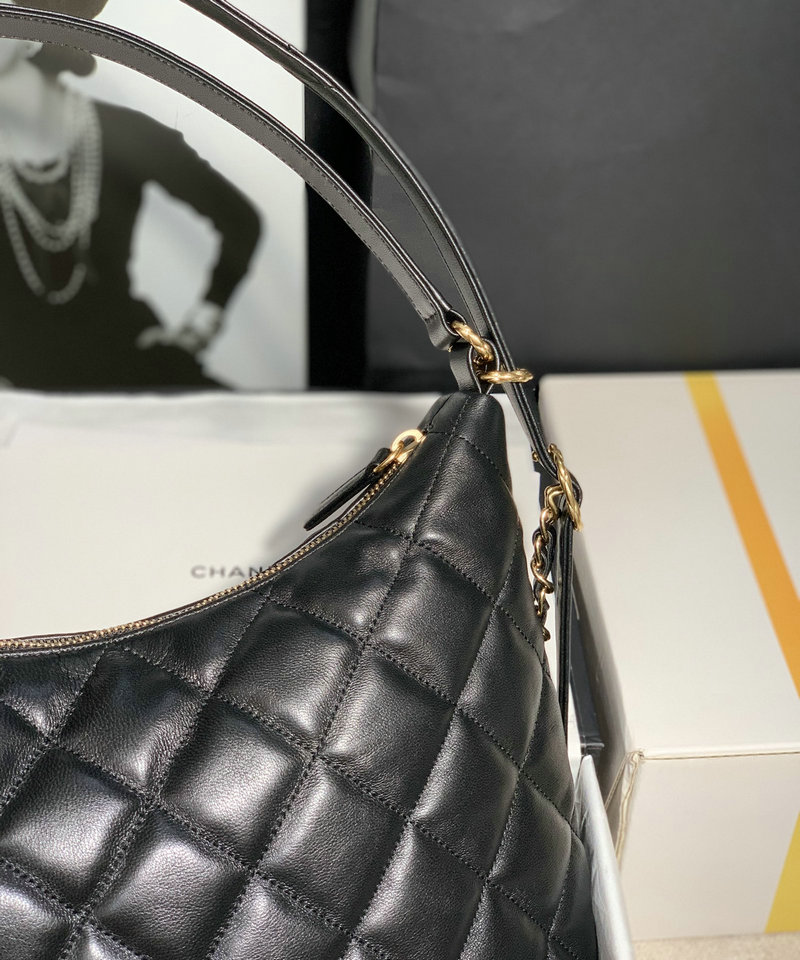 Chanel Lambskin Hobo Bag Black AS2230